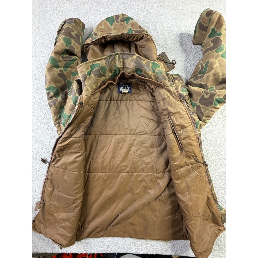 VTG Woolrich Frogskin Camo Hunting Jacket Thinsulate Hooded Made In USA Mens L - Picture 7 of 16